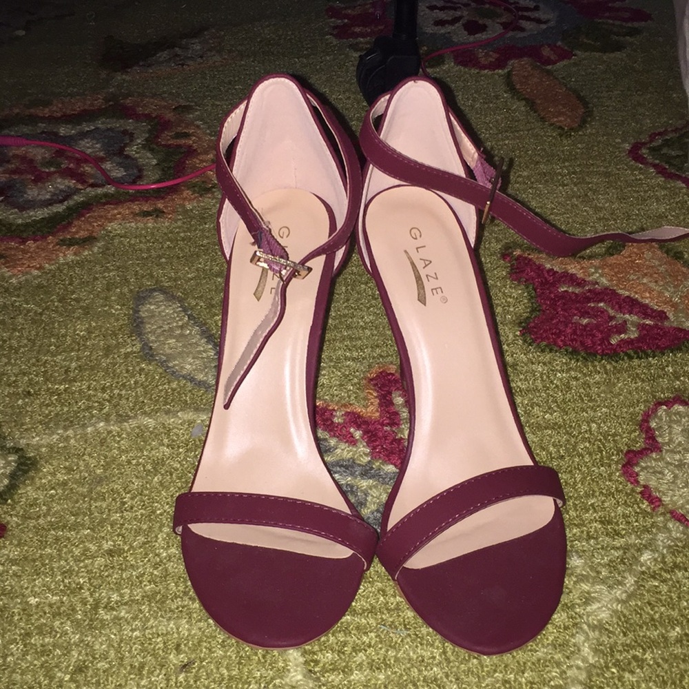 Burgundy Strappy Heels (Like New)